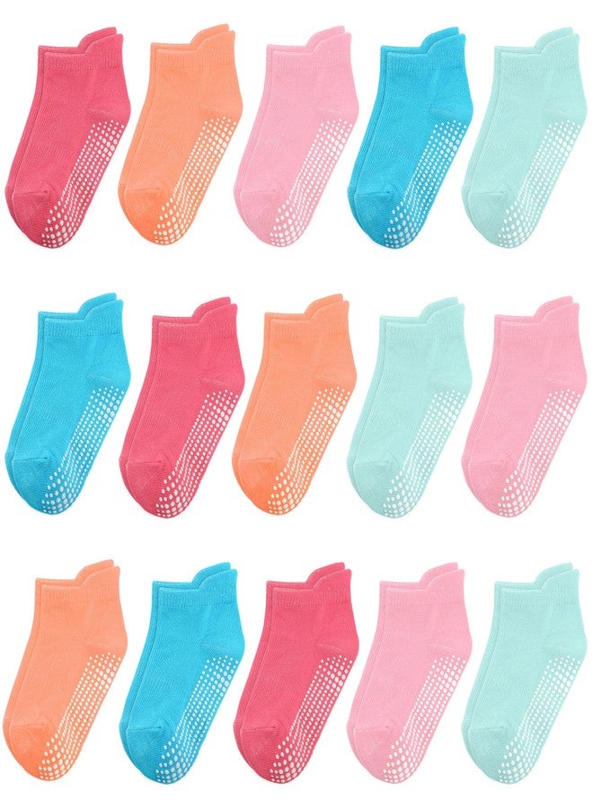 HYCLES 15 Pairs Girl Grip Socks Non Slip Toddler Girls Socks Baby Ankle Sock for 1-3T Kids - Image 1